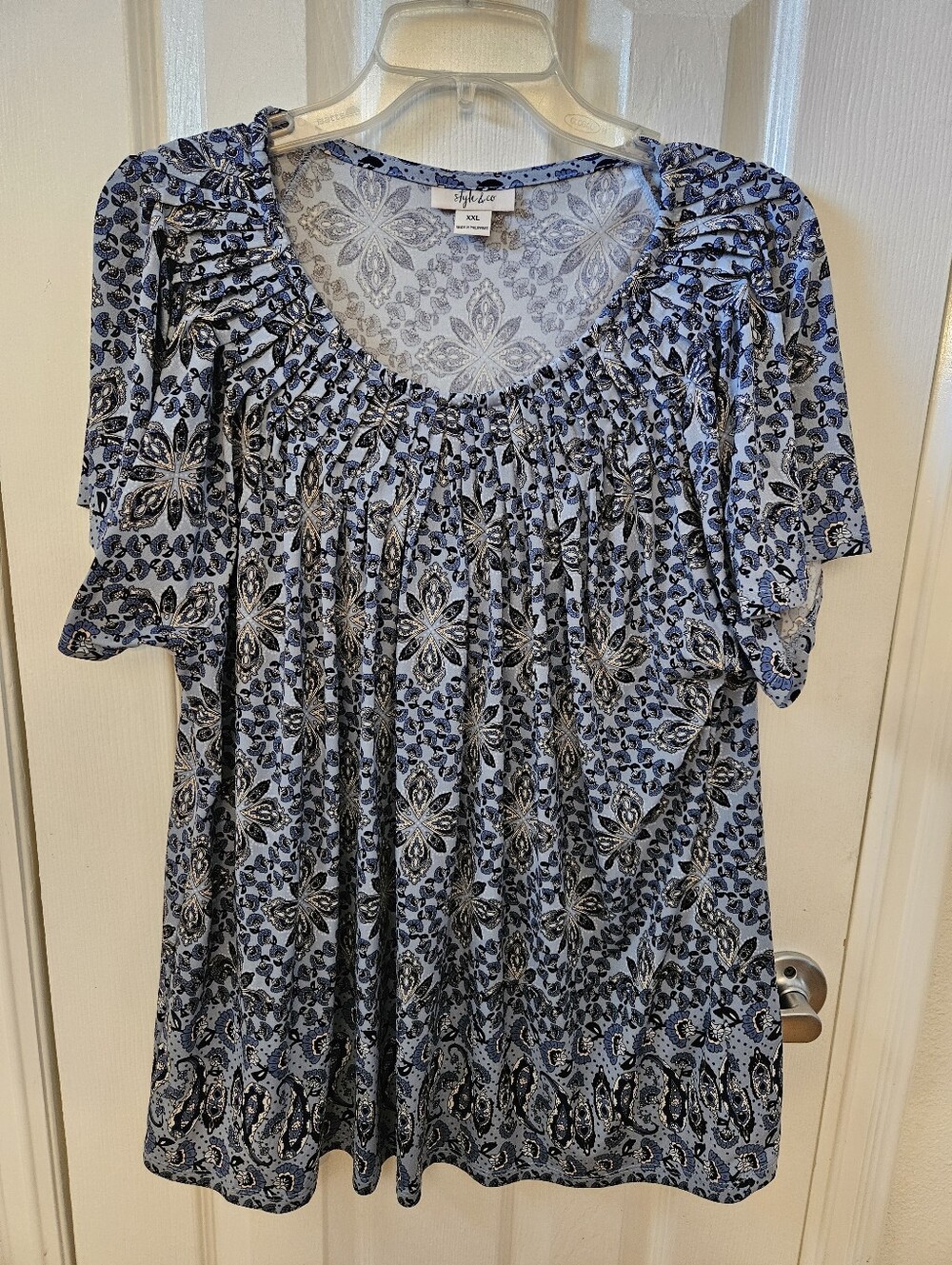 Style & Co XXL Women’s Pleated Neck Top Short Sleeve